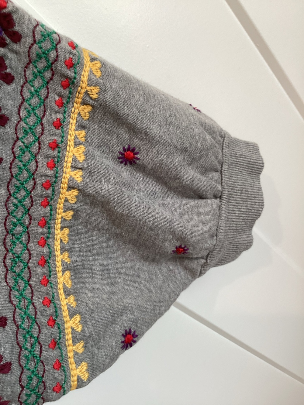 🏜️Anthropologie Embroidered Pullover Sweatshirt Pilcro New Grey XL Landscape - Picture 7 of 14